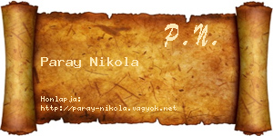 Paray Nikola névjegykártya